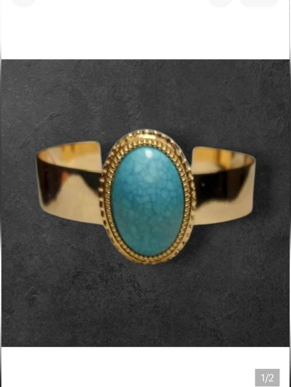 NWT NADINE WEST Gold Cuff Bracelet with Faux Turquoise Stone
